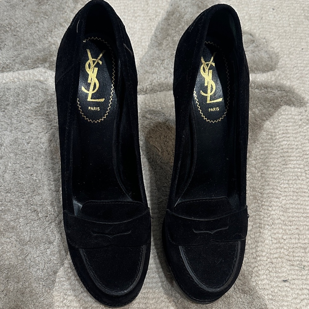 Yves Saint Laurent Black Suede Heels